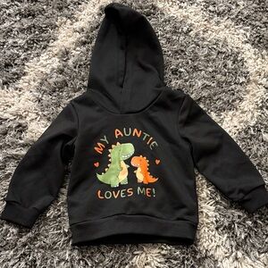 SHEIN Black Hoodie with Dinosaur Design